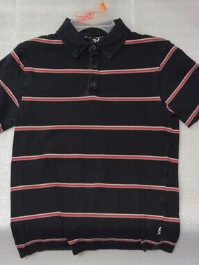 Boy's Shaun White Black Polo with Red & White Stripes